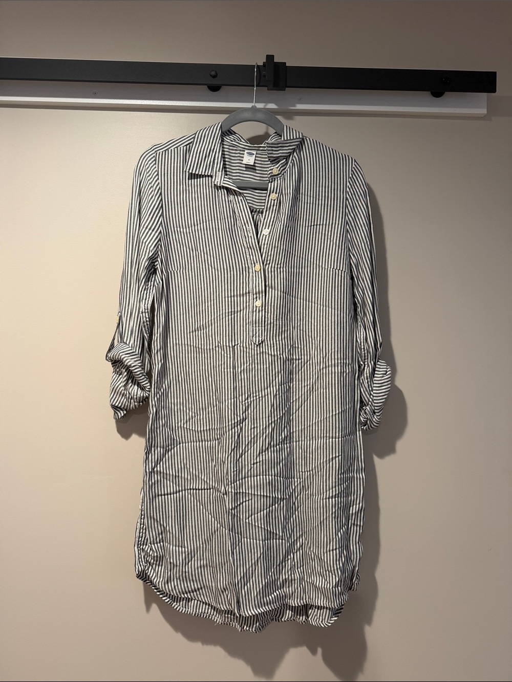 Striped Black and White Casual Women’s Shirt - Dress